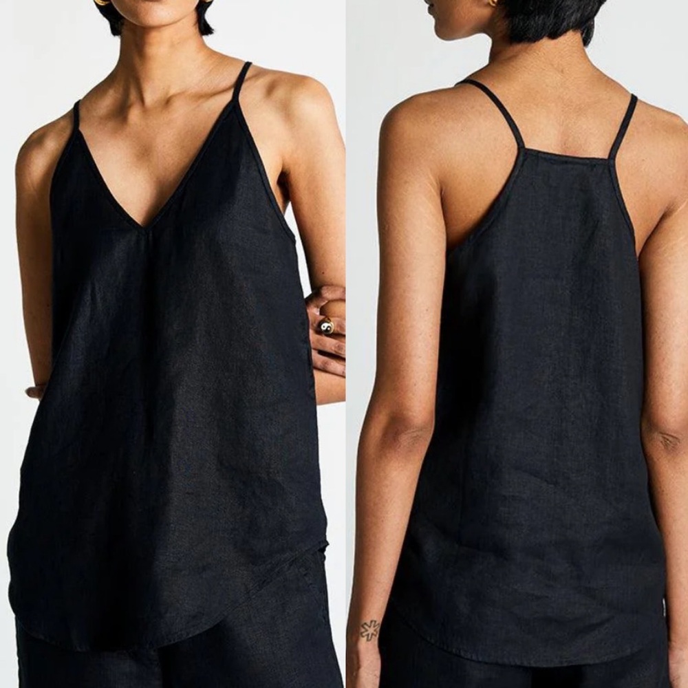 Reistor Endless Sunday Top 100% Hemp Womens Size Large‎ Black Minimalist NEW